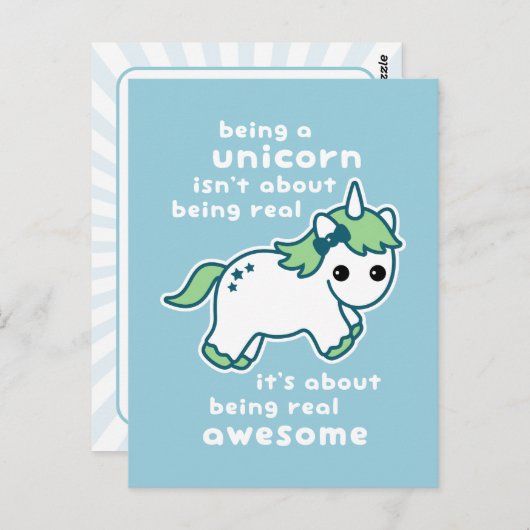 Geweldige Unicorn Briefkaart (Voorkant / Achterkant)