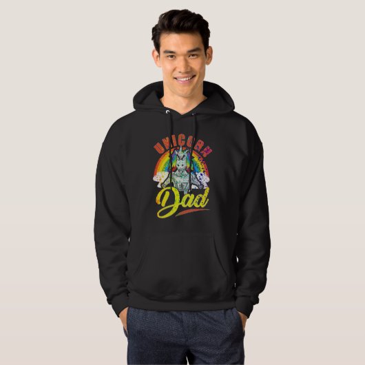 Geweldige Unicorn Dad Funny Rainbow Splatter Hoodie (Voorkant volledig)