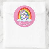 geweldige Unicorn Party roze Classic Round Sticker (Tas)