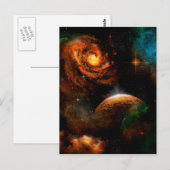 Geweldige universum met planeet en sterren briefkaart (Voorkant / Achterkant)