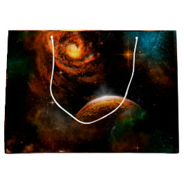 Geweldige universum met planeet en sterren groot cadeauzakje