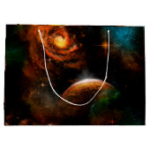Geweldige universum met planeet en sterren groot cadeauzakje (Achterkant)