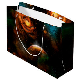 Geweldige universum met planeet en sterren groot cadeauzakje
