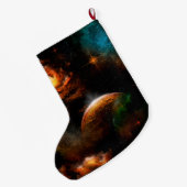 Geweldige universum met planeet en sterren grote kerstsok (Achterkant (Hangend))