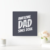 Geweldige vader sinds 20XX eenvoudig en cool Vierkante Klok (Huis)