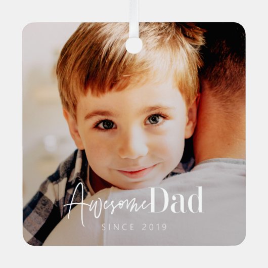 Geweldige vader sinds 20XX Moderne Eenvoudige eleg Metalen Ornament (Voorkant)