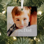 Geweldige vader sinds 20XX Moderne Eenvoudige eleg Metalen Ornament<br><div class="desc">Dit eenvoudige en moderne ontwerp bestaat uit serif en cursieve typografie en voegt een douanefoto toe</div>