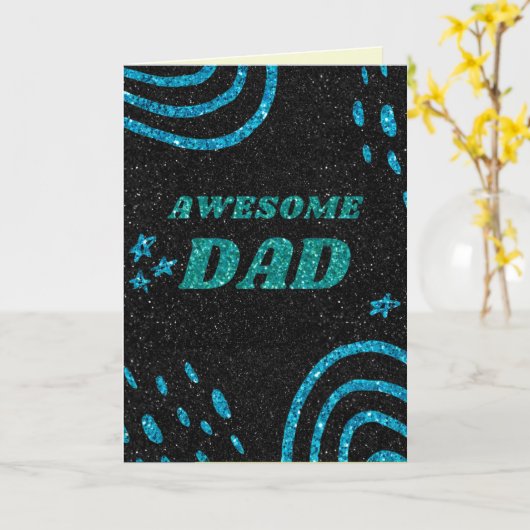 Geweldige Vader Vaderdag Glitter Kaart (Gele Bloem)