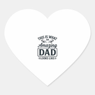 Geweldige Vader Vintage Gravure Typografie Ontwerp Hart Sticker