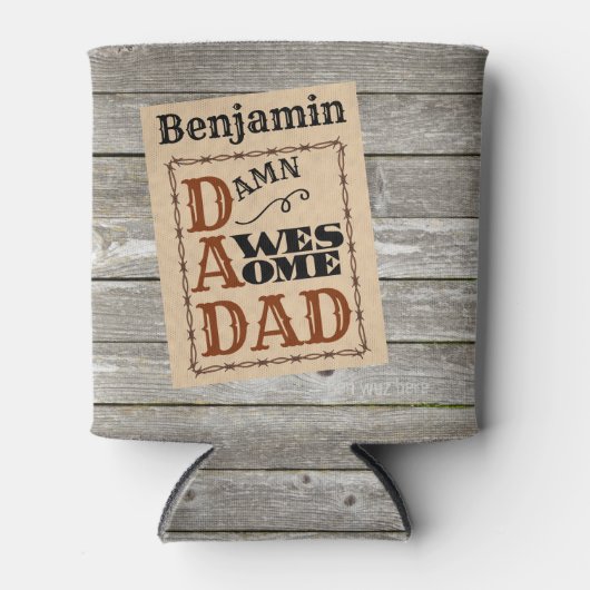 Geweldige vader Westerne Aangepaste Naam Blikjeskoeler (Voorkant)