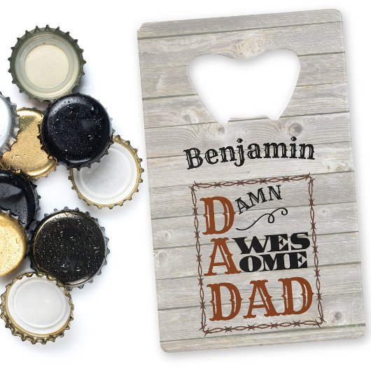 Geweldige vader Westerne Aangepaste Naam Creditkaart Flessenopener