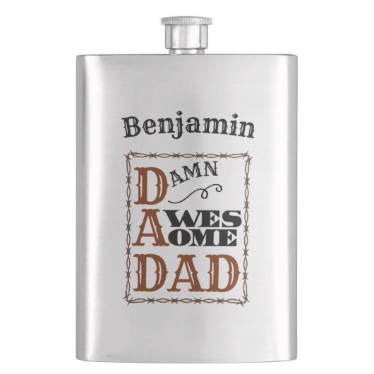 Geweldige vader Westerne Aangepaste Naam Flacon (Voorkant)
