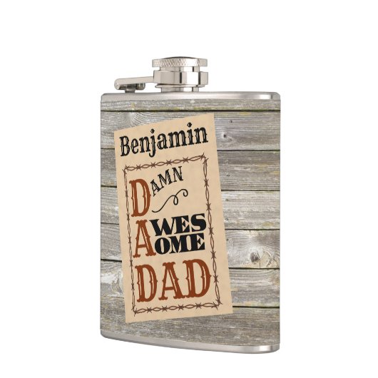 Geweldige vader Westerne Aangepaste Naam Heupfles (Links)