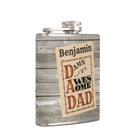 Geweldige vader Westerne Aangepaste Naam Heupfles (Rechts)