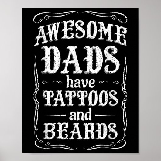 Geweldige vaders hebben Tattoos en baarden Shirt m Poster (Voorkant)