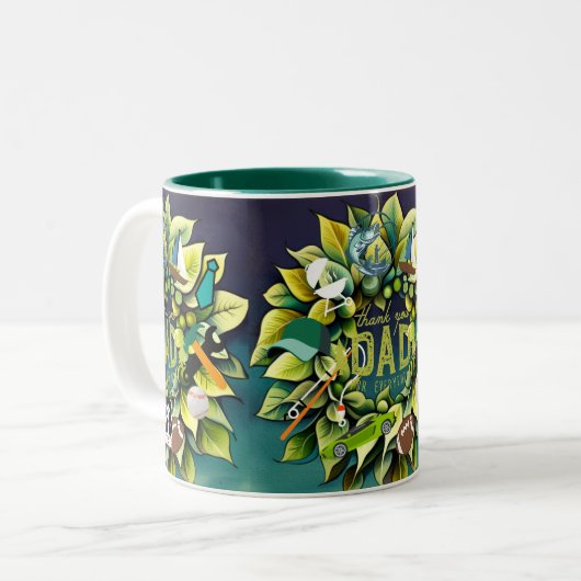 Geweldige vaders tweekleurige koffiemok (Voorkant links)