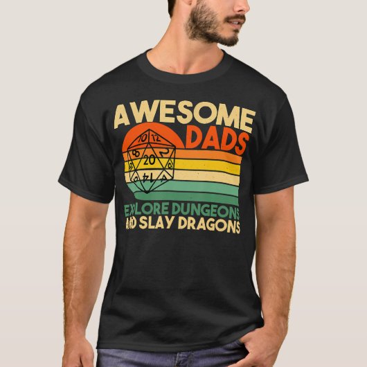 Geweldige vaders verkennen Dungeons DM RPG Dice Dr T-shirt (Voorkant)