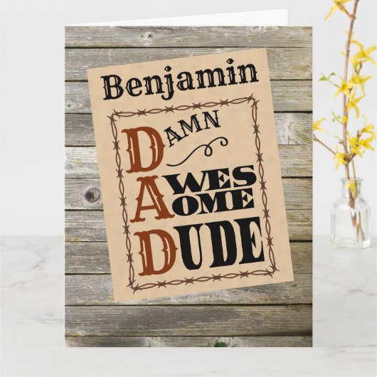 Geweldige vent Western-thema aangepaste naam Kaart (Gele Bloem)