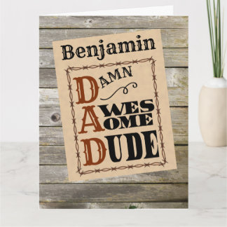 Geweldige vent western thema aangepaste naam kaart