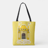 Geweldige Verblijf Golden Fantasy Castle Toon Mott Tote Bag (Achterkant)