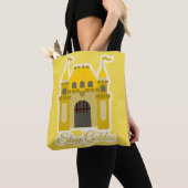 Geweldige Verblijf Golden Fantasy Castle Toon Mott Tote Bag (Dichtbij)