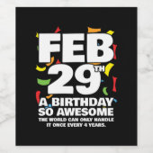 Geweldige Verjaardag 2024 schrikkeldag schrikkelja Wijn Etiket (Enkel label)