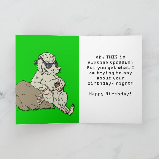 Geweldige verjaardag Opossum Kaart (Binnen)