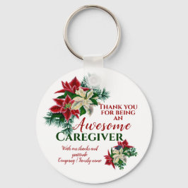 Geweldige verzorger Floral Poinsettia Sleutelhanger