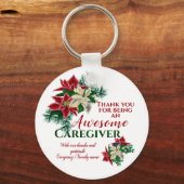 Geweldige verzorger Floral Poinsettia Sleutelhanger (Voorkant)