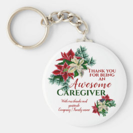 Geweldige verzorger Floral Poinsettia Sleutelhanger