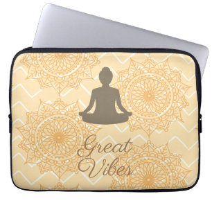 Geweldige Vibes Namaste Houding Yoga Laptop Sleeve