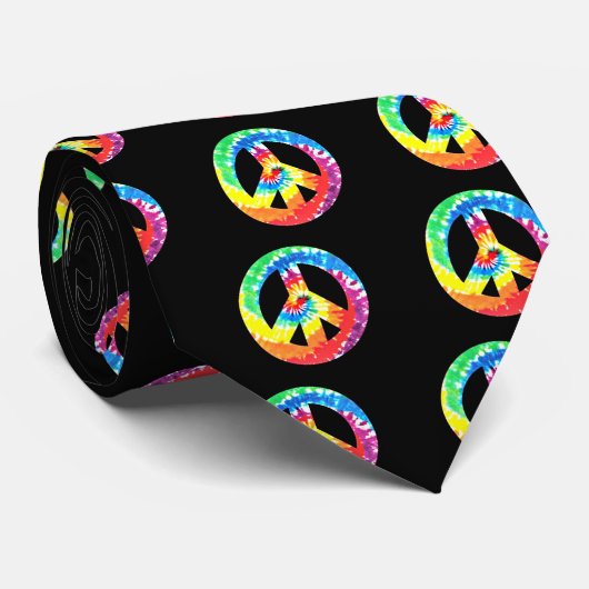 geweldige vibrant Tye Dyed Peace Sign Stropdas (Opgerold)