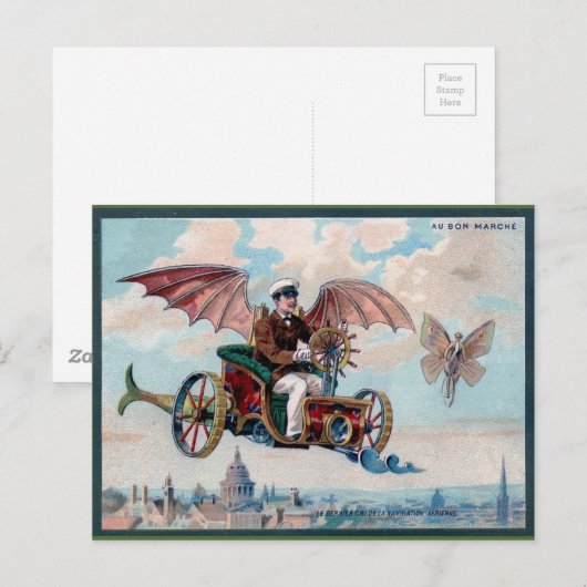 Geweldige Victoriaans steampunk-vliegauto Briefkaart (Voorkant / Achterkant)