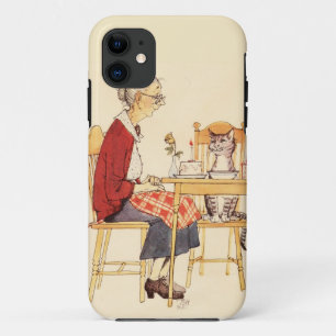 Geweldige Vintage kat en damesgezitten voor eten Case-Mate iPhone Case