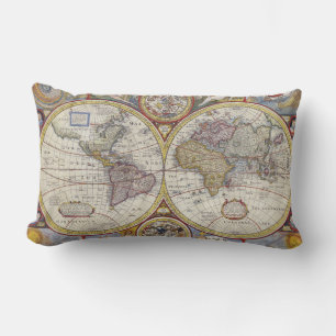 Geweldige vintage oude wereld kaarten kussen
