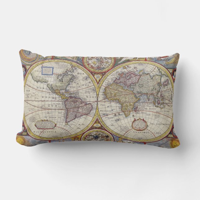 Geweldige vintage oude wereld kaarten kussen (Voorkant)
