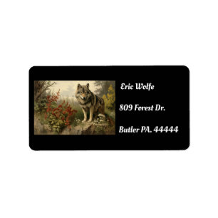 Geweldige Vintage Wolf Retouradreslabels Etiket