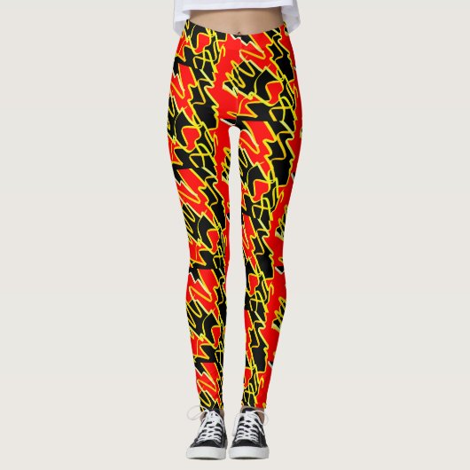 Geweldige Vlammen Abstracte Print Leggings (Voorkant)