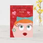 Geweldige VRIENDIN Retro Meid Moederdag Kaart (Gele Bloem)