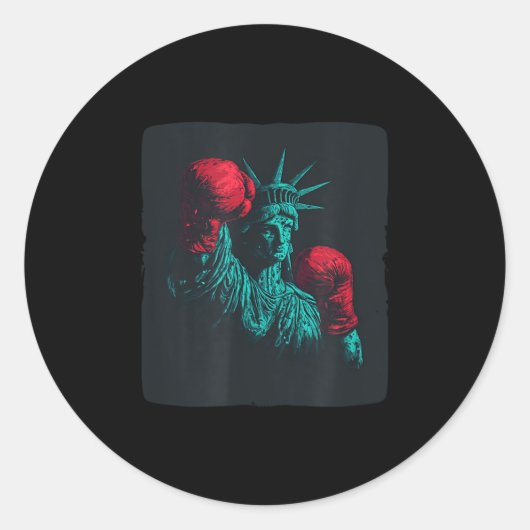 Geweldige vrijheid met bokshandschoenen kostuum ronde sticker (Voorkant)