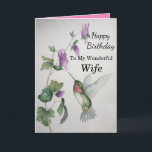 Geweldige vrouw Verjaardag Hummingbird Kaart<br><div class="desc">Vier de verjaardag van je vrouw met een mooie kolibrie waterverf kaart. Elegant en stijlvol,  het tuinontwerp is gemaakt met zachte kleuren van crème,  groen en roze. Show je liefde met deze chique kaart met een charmante vogeltje en een prachtige tuin.</div>