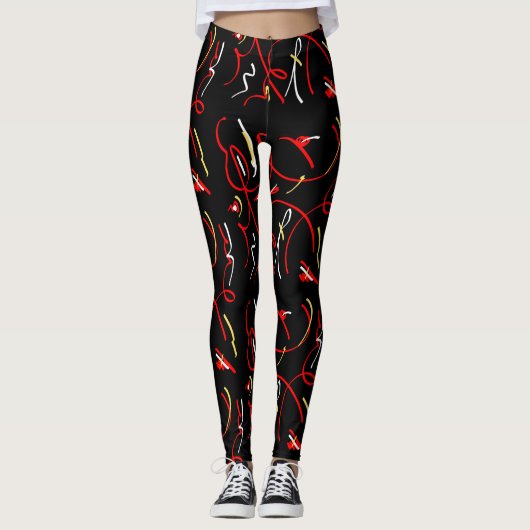 Geweldige Vuur Vlammen Abstracte Print Leggings (Voorkant)