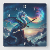 Geweldige vuurspuwende draak vierkante klok (Voorkant)