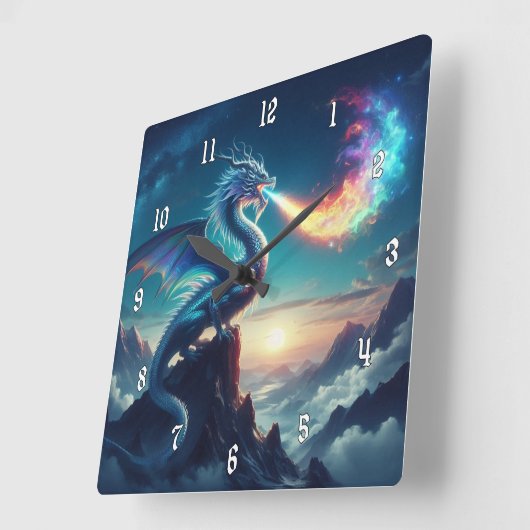 Geweldige vuurspuwende draak vierkante klok (Hoek)