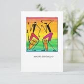 Geweldige Waterverf African Drumming Birthday Kaar (Staand voorkant)