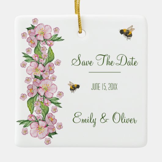 Geweldige waterverf appelbloemen en е е keramisch ornament (Voorkant)