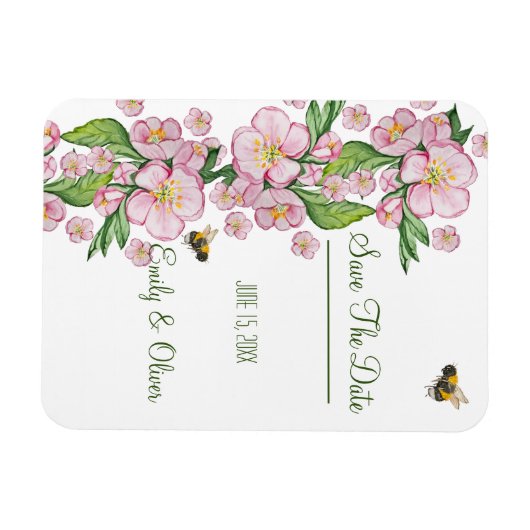 Geweldige waterverf appelbloemen en е е magneet (Horizontaal)