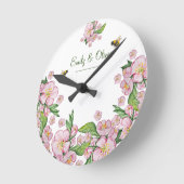 Geweldige waterverf appelbloemen en е е ronde klok (Hoek)