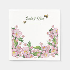 Geweldige waterverf appelbloemen en е е servet