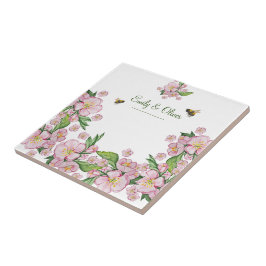 Geweldige waterverf appelbloemen en е е tegeltje